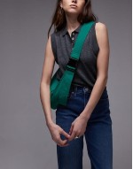 Cora nylon quilt cross body bag with front pocket in green