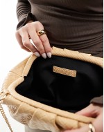 woven clutch bag with crossbody strap in butter yellow