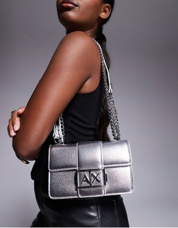 metallic crossbody bag in silver