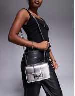 metallic crossbody bag in silver