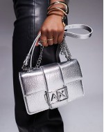 metallic crossbody bag in silver