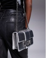 metallic crossbody bag in silver