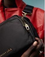medium nylon pouch crossbody bag in black