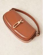knot hardware detail grab top bag with detachable crossbody strap in tan