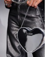 Love crossbody heart shaped bag in silver