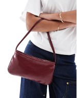 shoulder bag with skinny double strap in burgundy