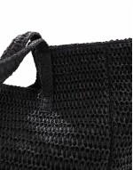 oversized woven shoulder bag in black
