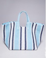 oversized woven shoulder bag in blue stripe