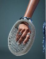 beaded mini scoop grab bag in silver