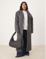 oversized woven shoulder bag in matte black