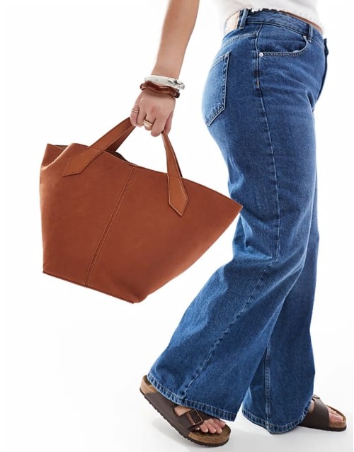 faux suede top handle bag with crossbody strap in brown