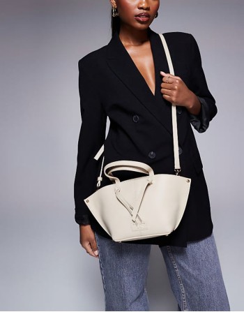 leather tote bag in cream