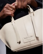 leather tote bag in cream