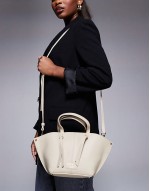 leather tote bag in cream