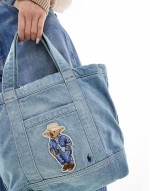 bear denim tote bag in washed blue