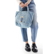 bear denim tote bag in washed blue