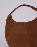 large suede leather tote bag in tan brown