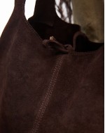gold detail tie suede tote bag in brown