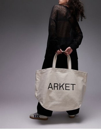oversized canvas tote bag in off white
