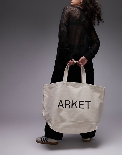 oversized canvas tote bag in off white