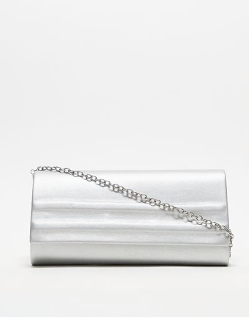 Valentino sofie minimal clutch bag with detachable chain strap in silver